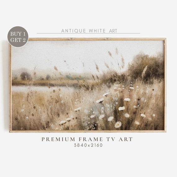 Spring Wildflower Field, Warm Tone Landscape Art Print