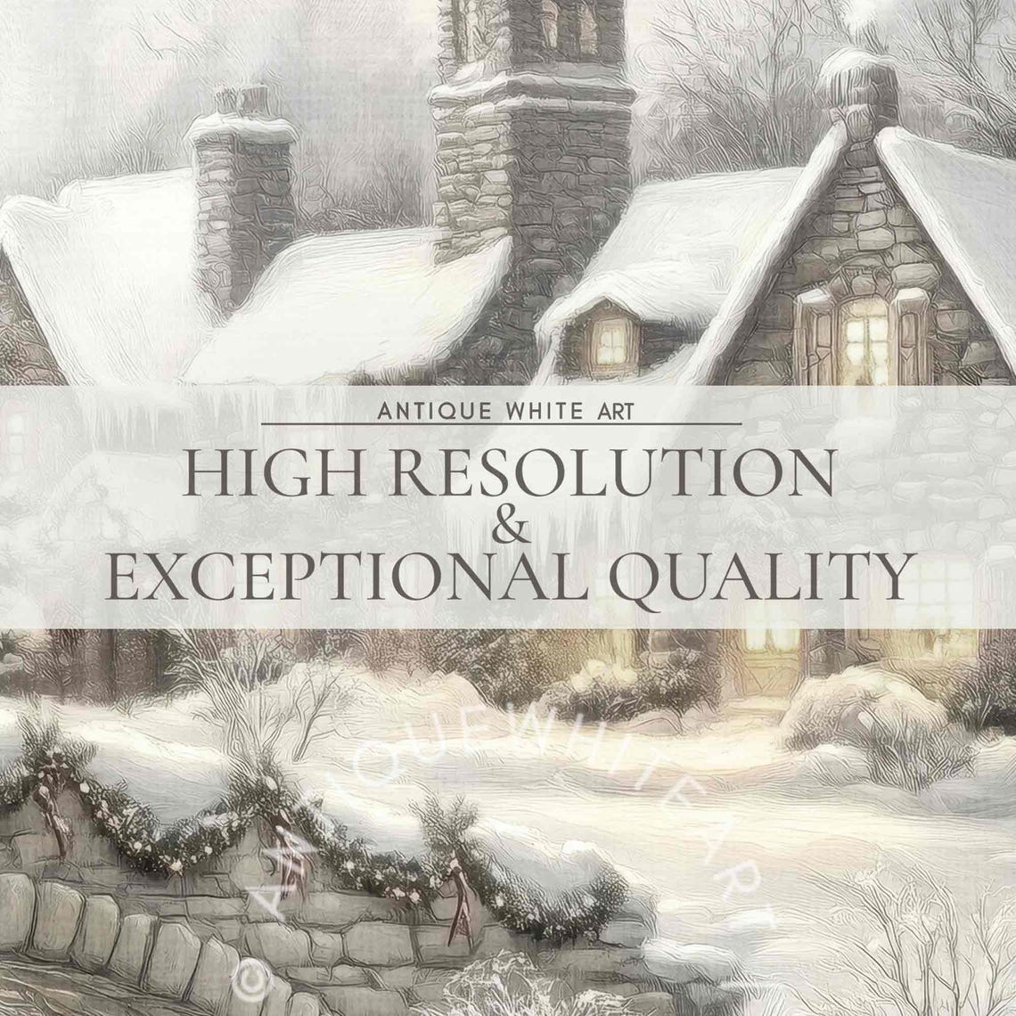 Vintage Village Landscape Print Farmhouse Christmas Art Snowy Winter Oil Painting Holiday Decor Farmhouse Decor W1 - Image 4