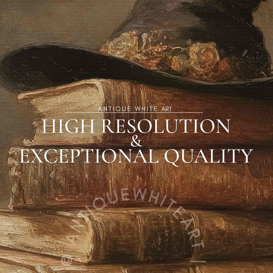 Witch Hat On Antique Books With Candles And Pumpkins Dark Moody Art Poster - Image 4