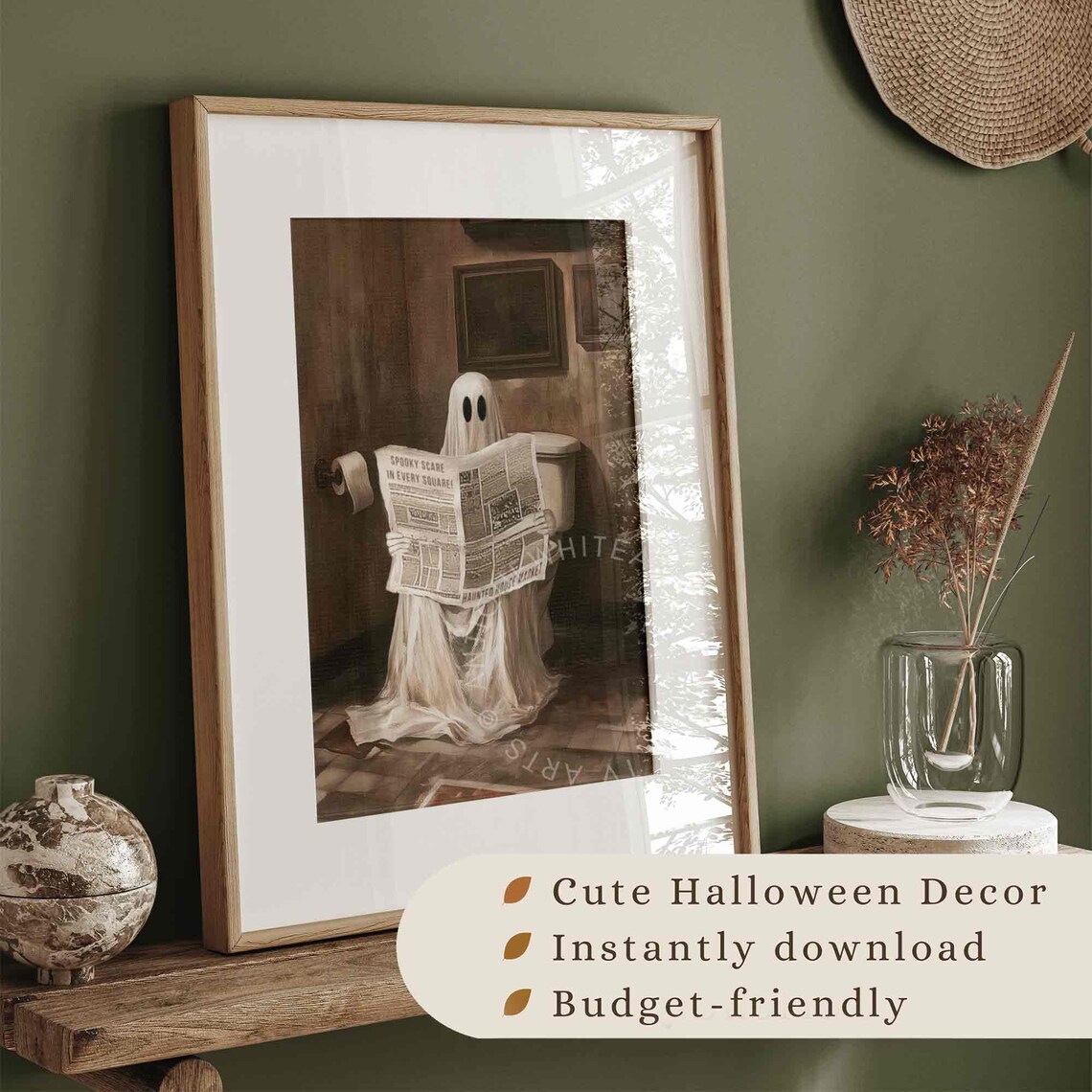 Spooky Halloween Ghost Toilet Bathroom Art Print - Image 3
