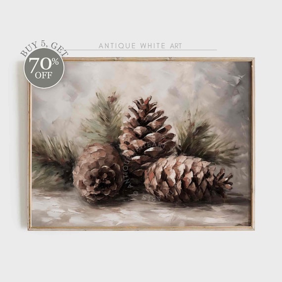 Christmas Moody Winter Wall Art, Vintage Farmhouse