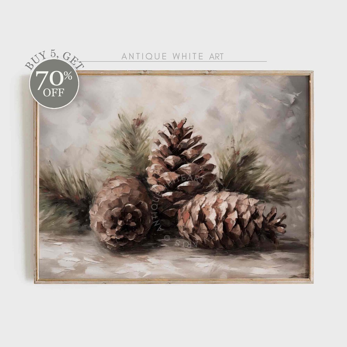 Christmas Moody Winter Wall Art, Vintage Farmhouse