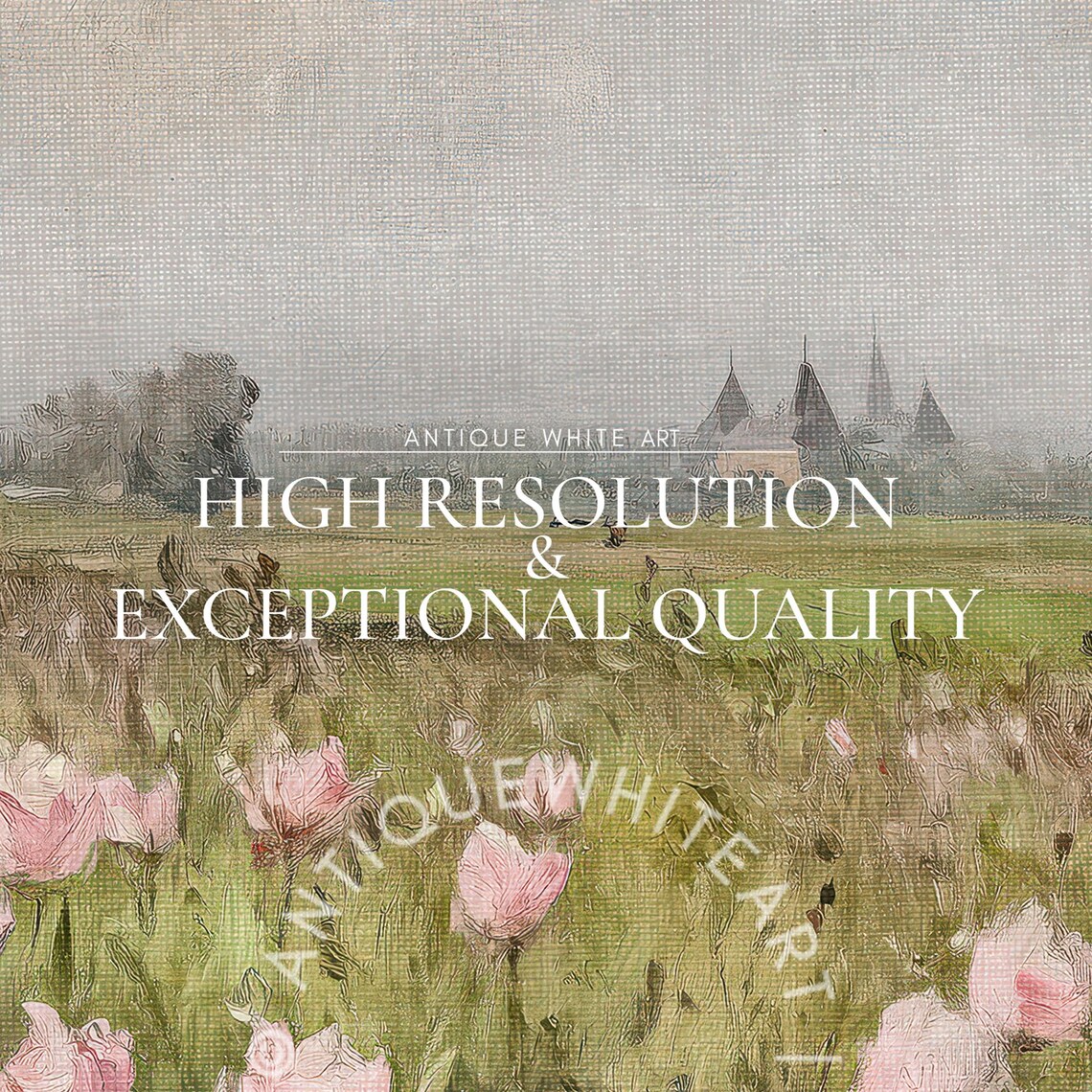Spring Flower Field Landscape Art Print, Farmhouse - Image 3