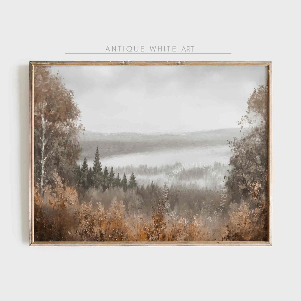 Vintage Autumn Painting, Moody Fall Landscape