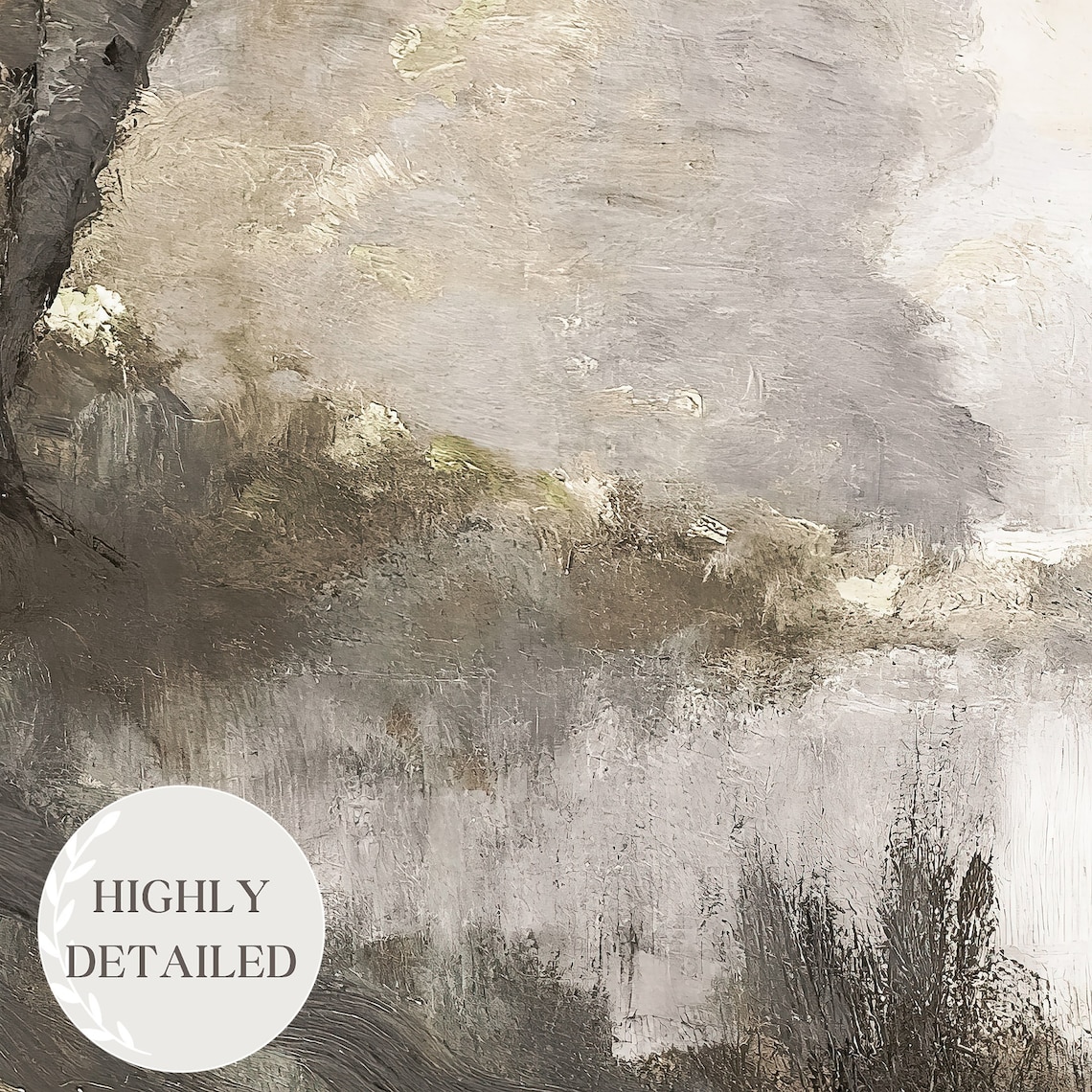 Vintage Muted Landscape Painting Art Print - Image 3