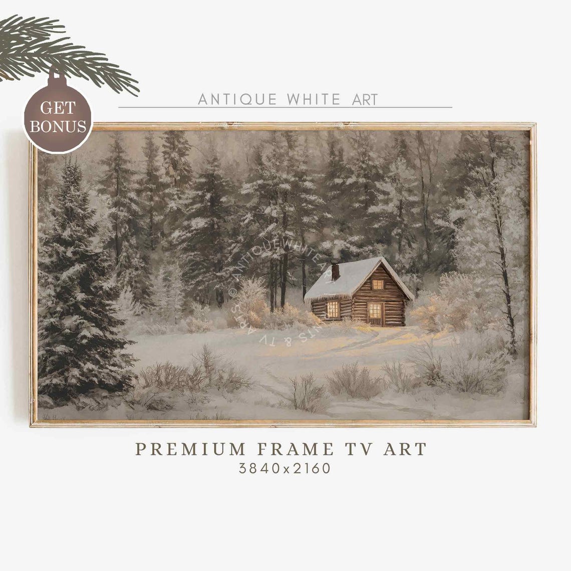 Winter Frame Tv Art Rustic Oil Painting For Tv Winter Cabin Tv Art Forest Farmhouse Art Screensaver Winter Landscape Art For Tv Wa98