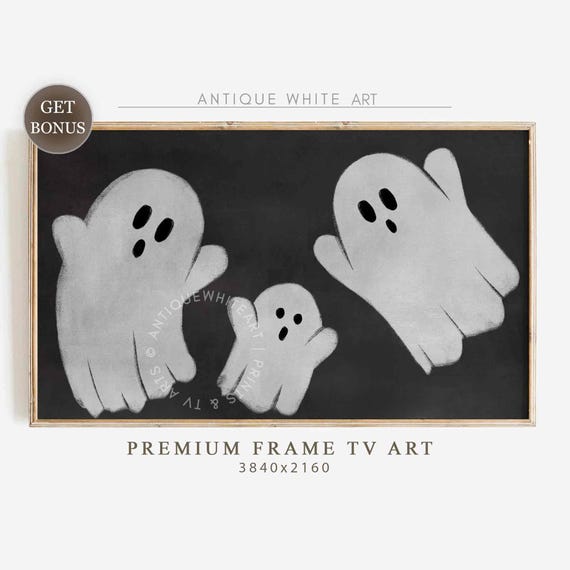 Halloween Frame Tv Art Spooky Ghost Art Cute Halloween Art For Tv Neutral Halloween Spooky Tv Painting Halloween Vintage Styled Tv533