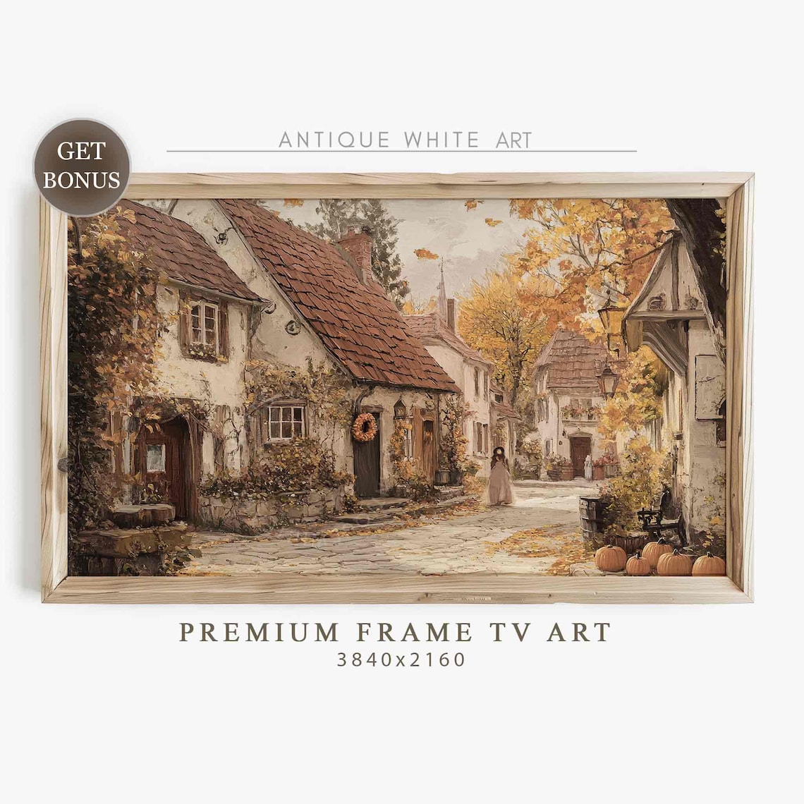 Vintage Street Frame TV Art, Cozy Fall Holiday Print
