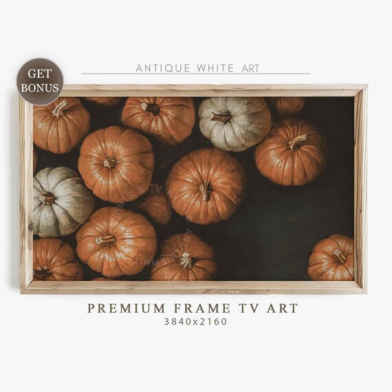 Thanksgiving Frame Tv Art Dark Pumpkin Art Moody Fall Painting For Tv Vintage Style Thanksgiving Painting Halloween Screensaver Tv523