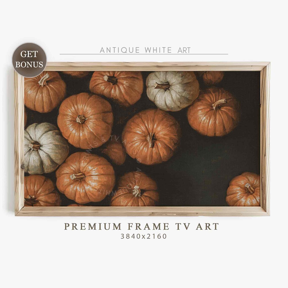 Overhead View Of Pumpkins On Dark Background Rustic Fall Still Life Poster