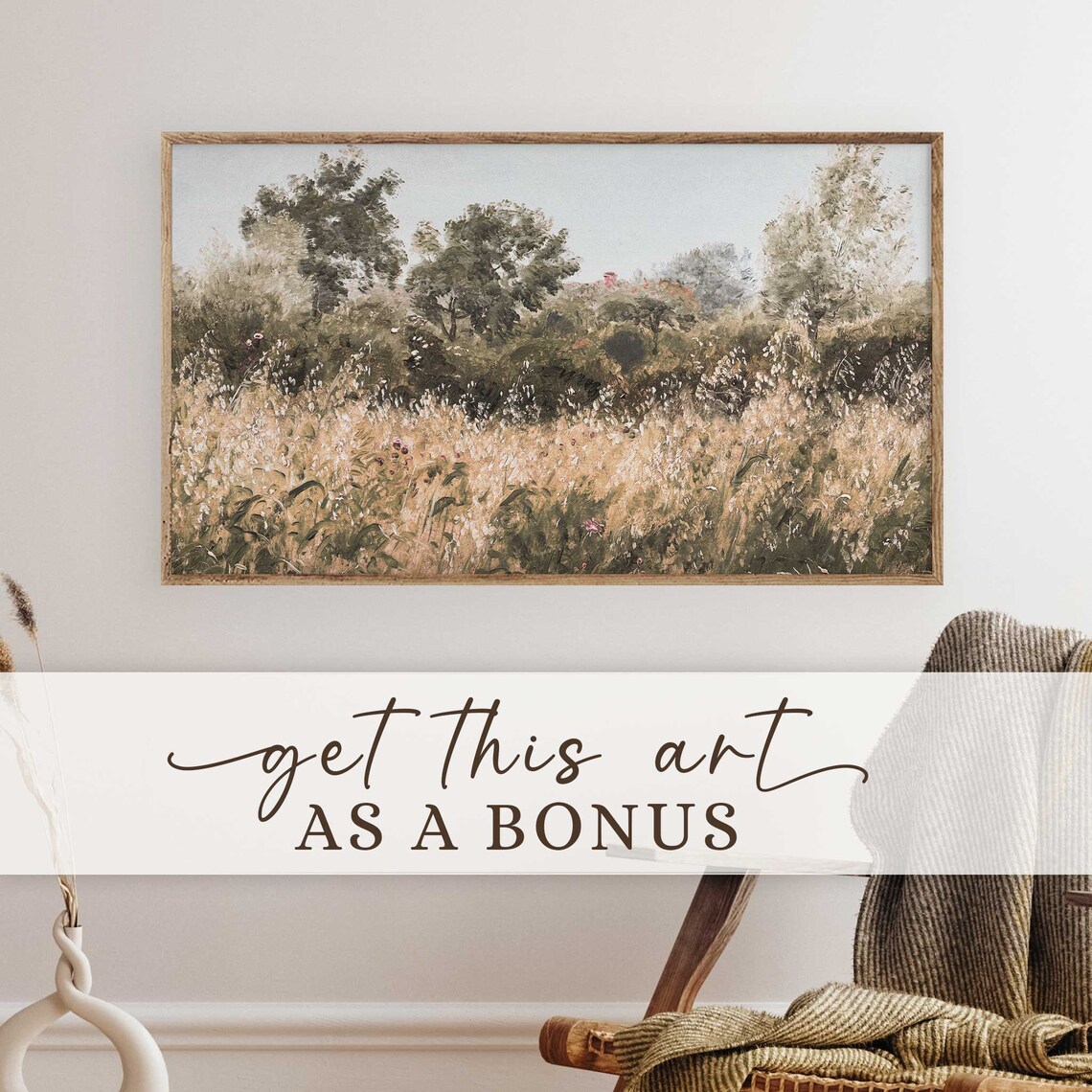 Fall Wildflower Field Landscape, Vintage Art Print - Image 3