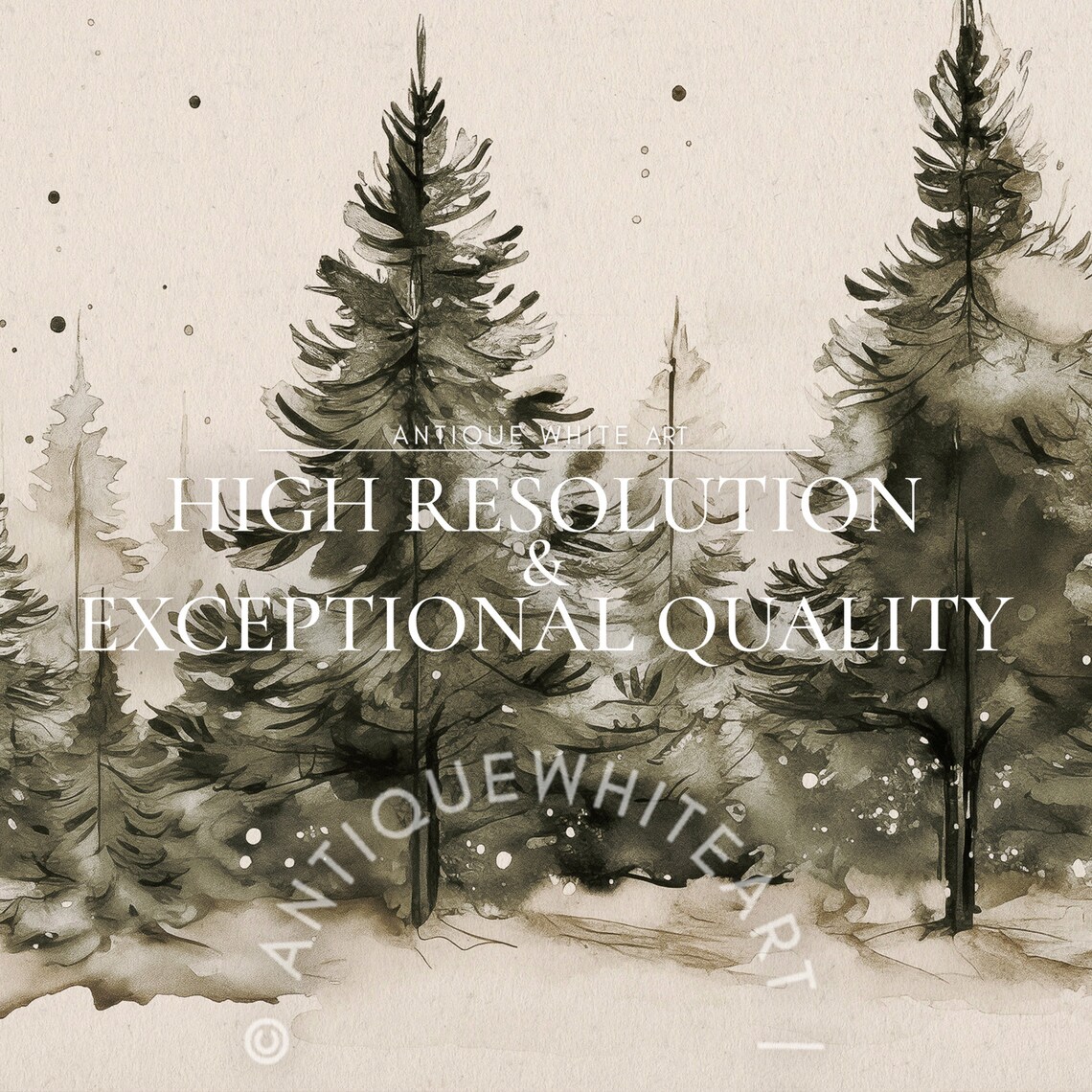 Christmas Snowy Forest Art Print, Neutral Holiday Decor - Image 4