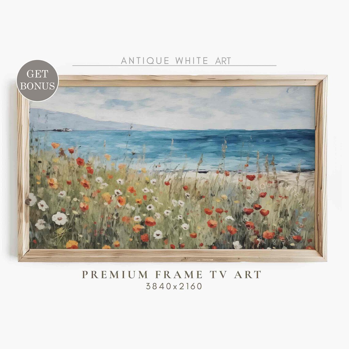 Coastal Wildflower Art Print, Colorful Summer Field