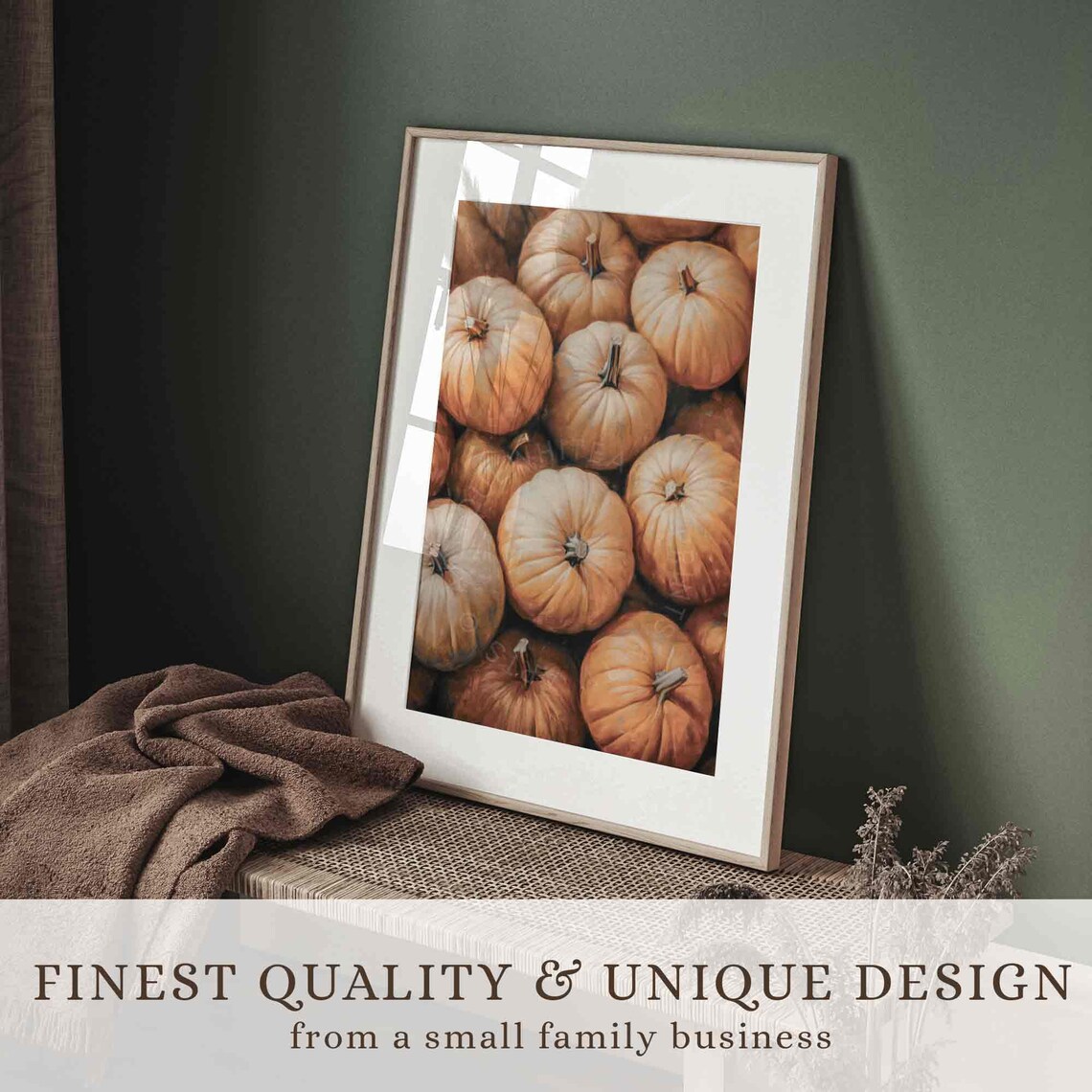 Pale Pumpkins Stacked Harvest Oil Painting Neutral Fall Farmhouse Art Poster - Image 3
