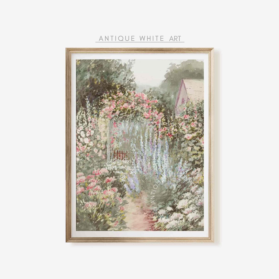 Floral Garden Vintage Summer Landscape Art Print