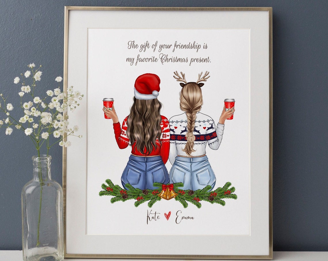 Personalized Christmas Best Friends Print Kate Emma Festive Sweaters - Image 2