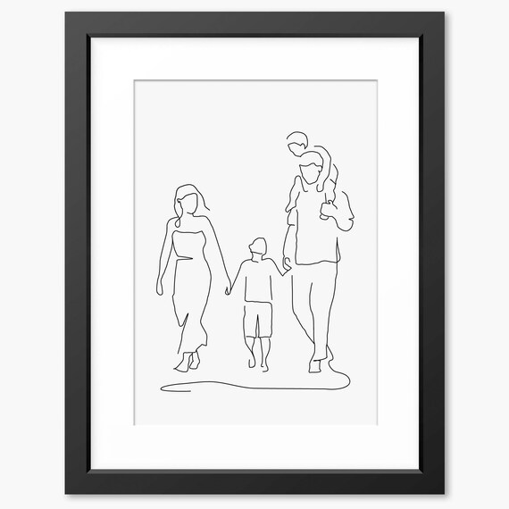 Family Drawing Gift Family Portrait Gift Family Drawing Family Gift Family Wall Art Mothers Day Print Gift Family Line Art
