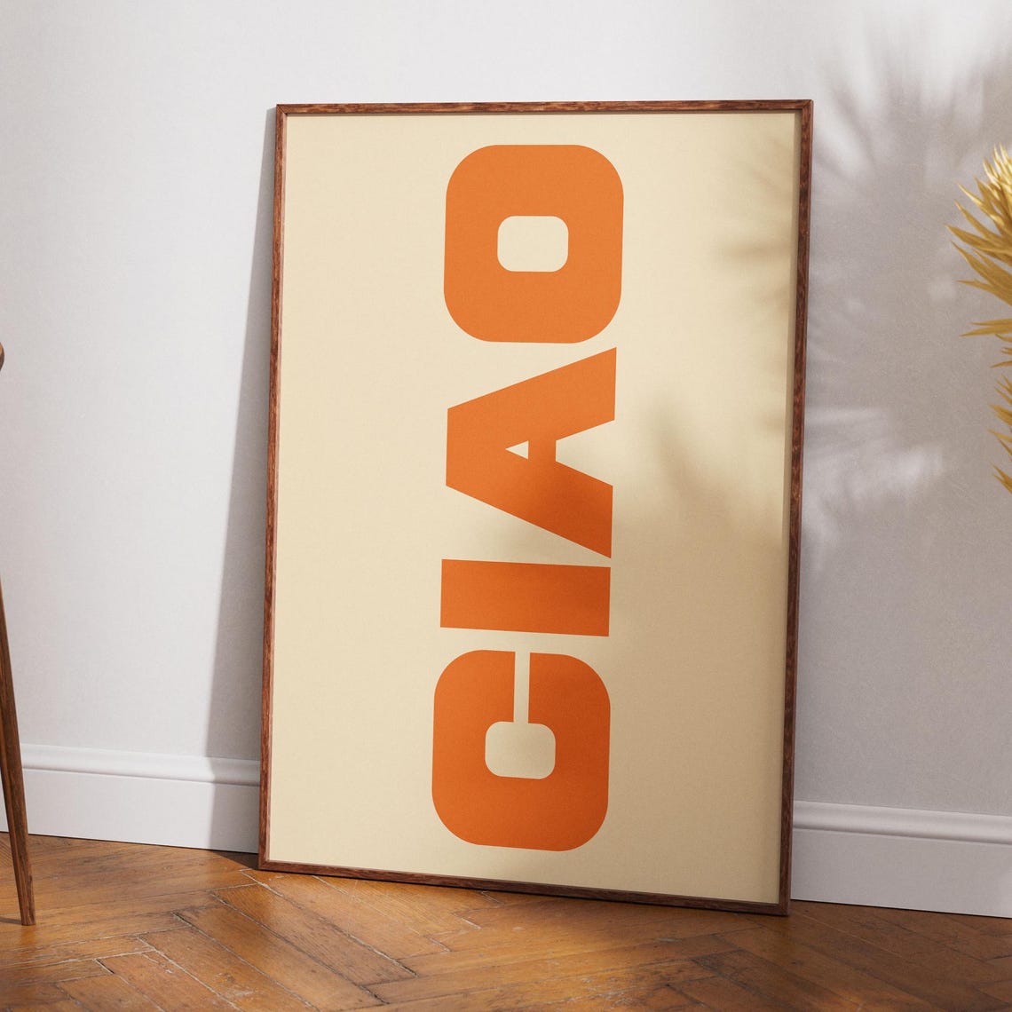 Ciao Orange Retro Typography Bold Italian Statement Art Poster