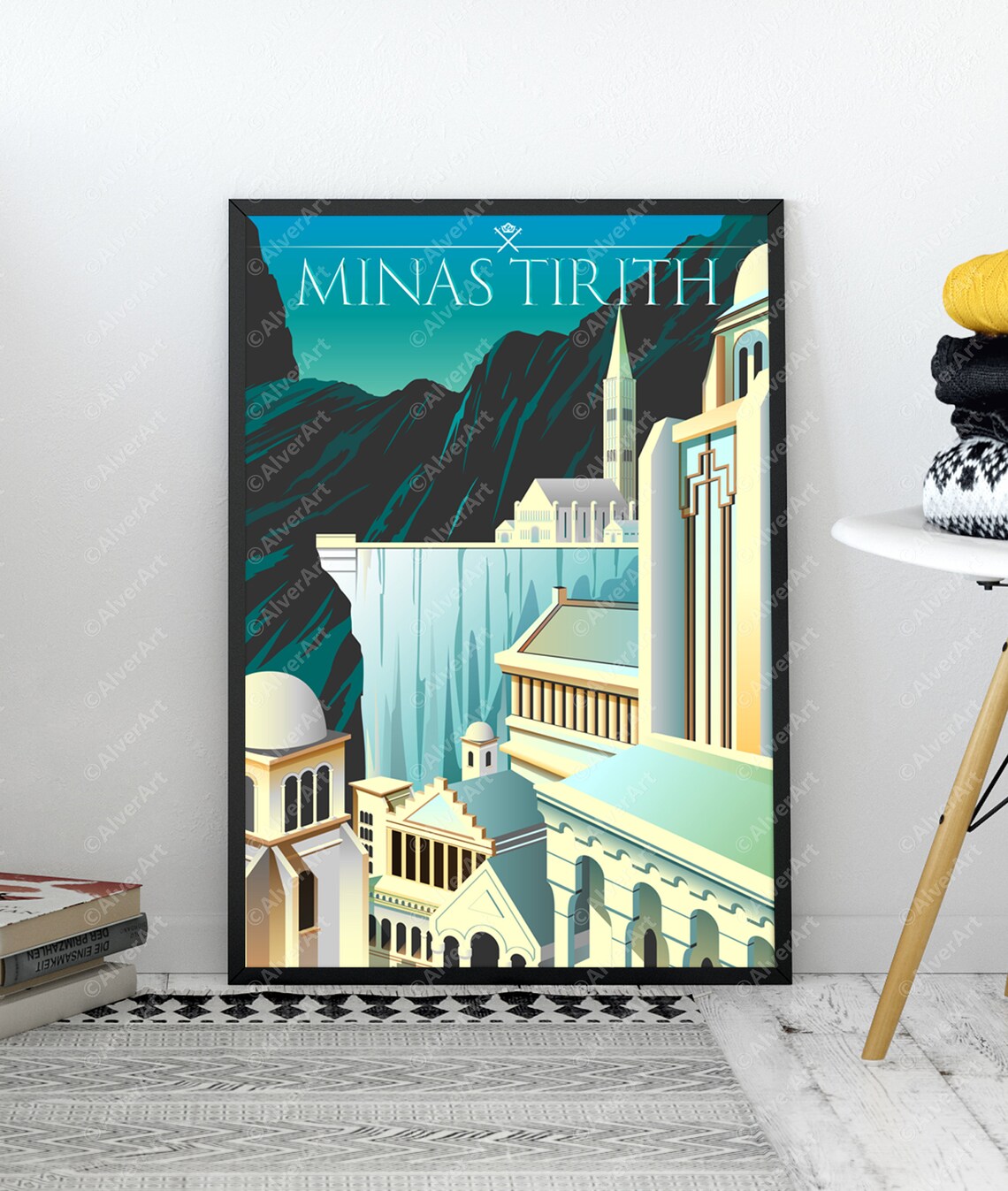Minas Tirith White City Lord of the Rings Fantasy Travel Poster - Image 2