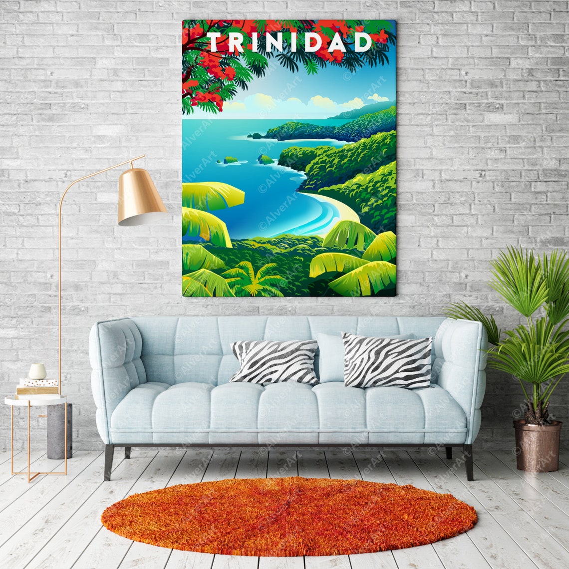 Trinidad Tropical Coastline Rainforest Bay Vintage Travel Poster - Image 2