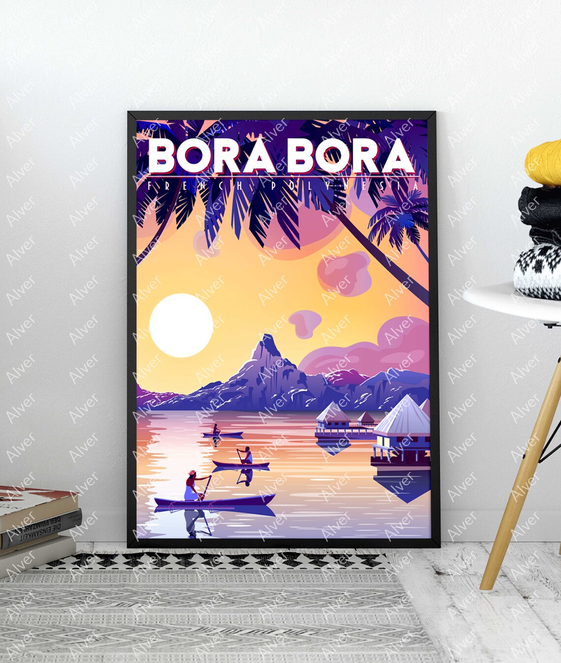 Bora Bora Poster French Polynesia Poster Tropical Travel Print Bora Bora Wall Art Unframed - Image 3