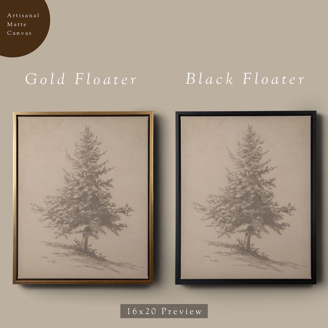 Framed Pine Tree Gicle Art Print Vertical Neutral Christmas Wall Art Moody Vintage Style Winter Holiday Decor Or Cotton Paper - Image 5