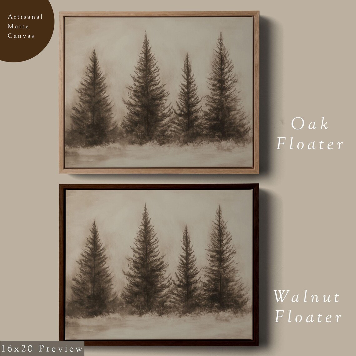 Vintage Winter Trees Art Print, Rustic Evergreen - Image 6