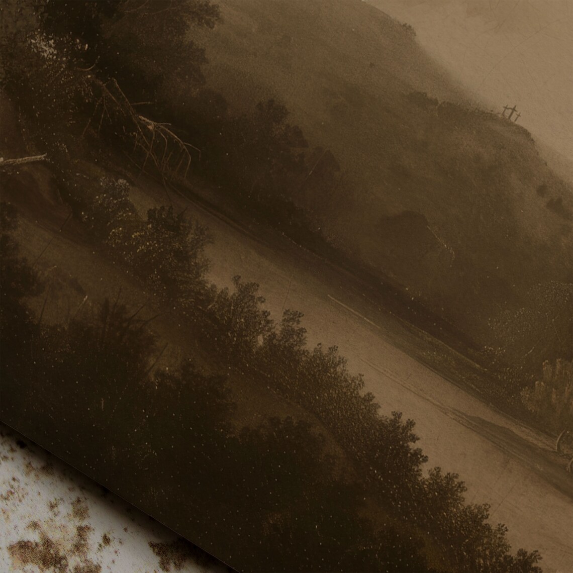 A Hill Far Away Sepia Valley Vintage Landscape Art Wall Poster - Image 6