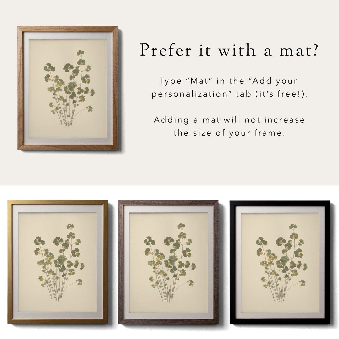 Clover Stem Botanical Pressed Yellow Blossom Vintage Art Poster - Image 2