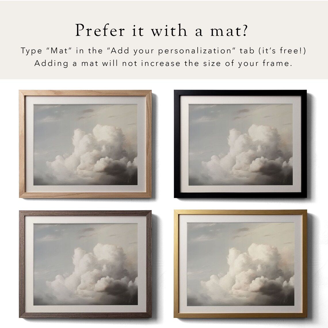 Clouds Painting Art Print, Vintage Neutral Sky - Image 2