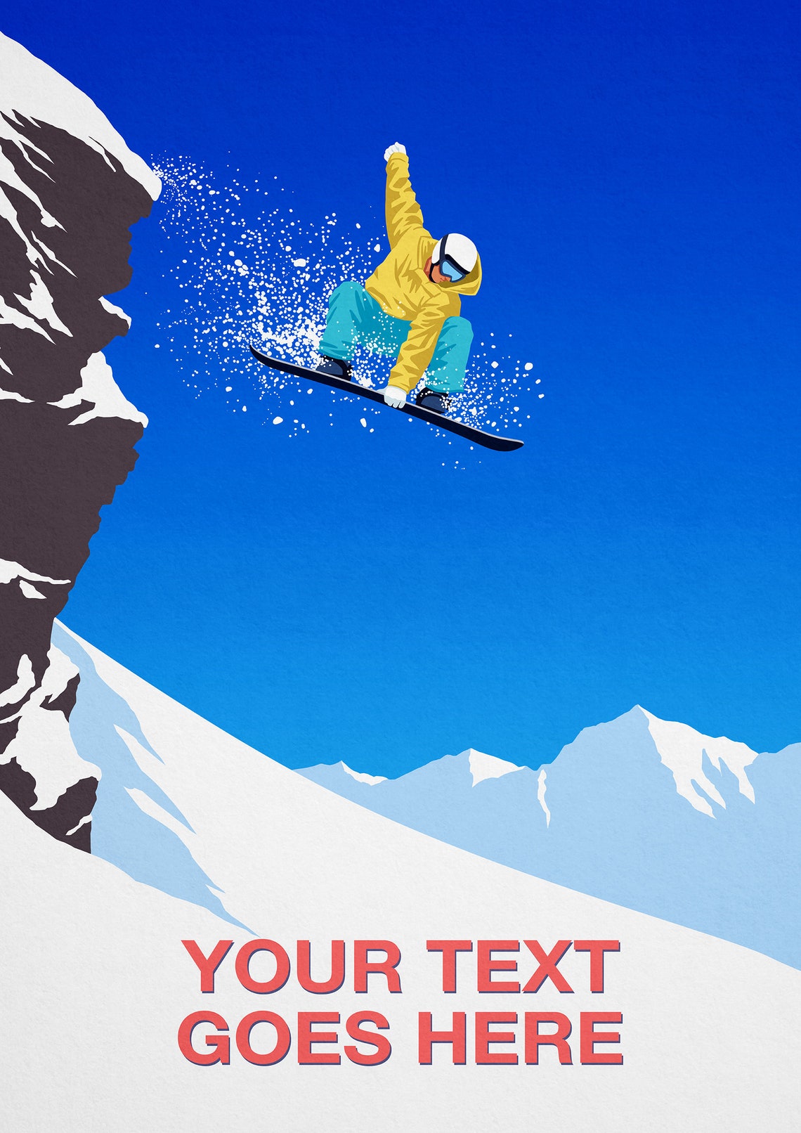 Personalised Snowboarder Jump Poster Custom Text Snowboard Art Gift - Image 2