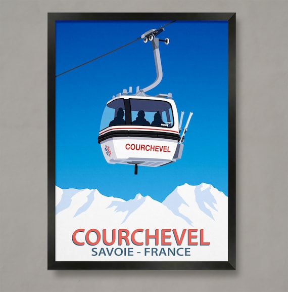 Courchevel Ski Resort Travel Poster, Ski Resort Art Print