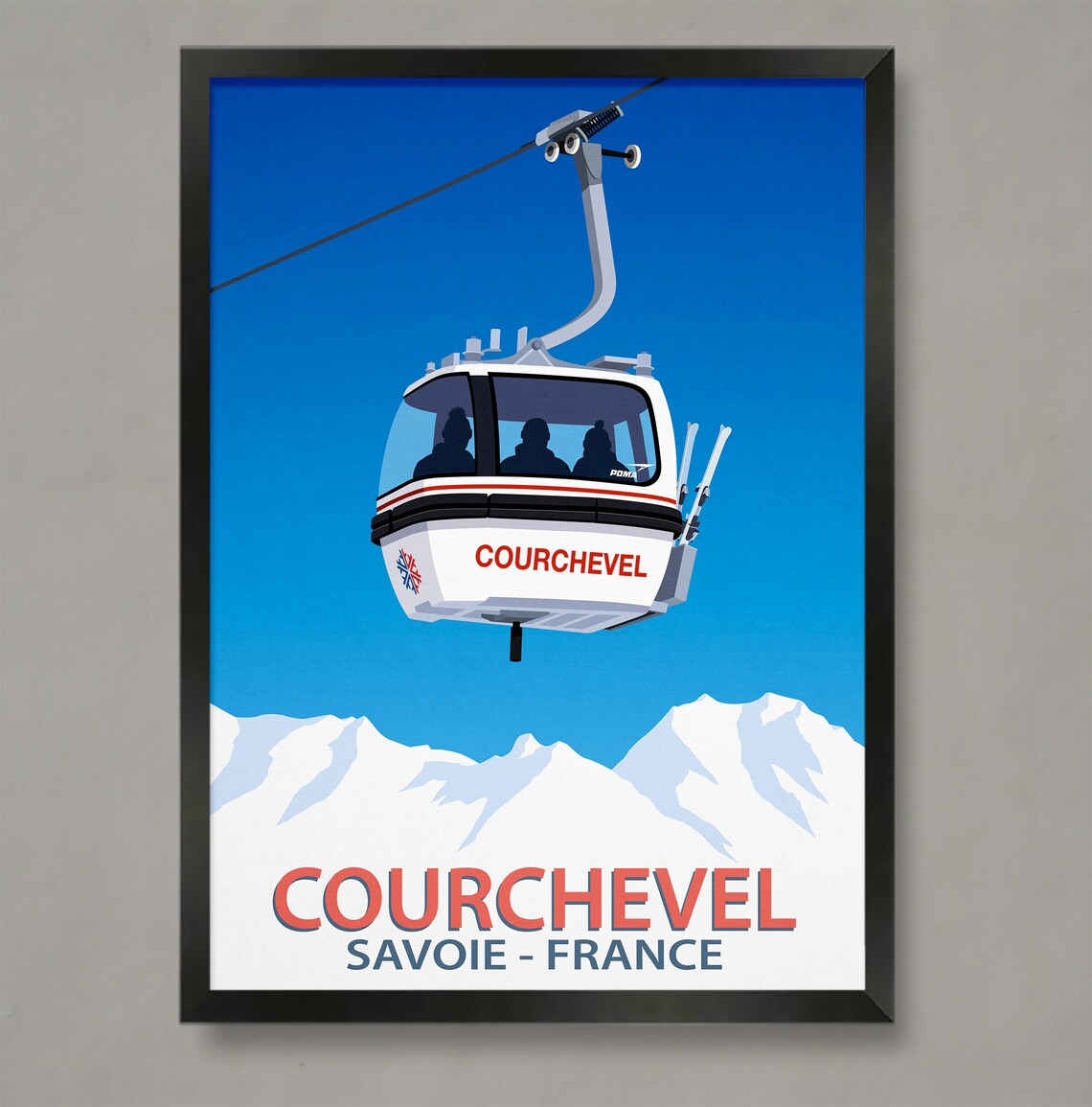 Courchevel Ski Resort Travel Poster, Ski Resort Art Print