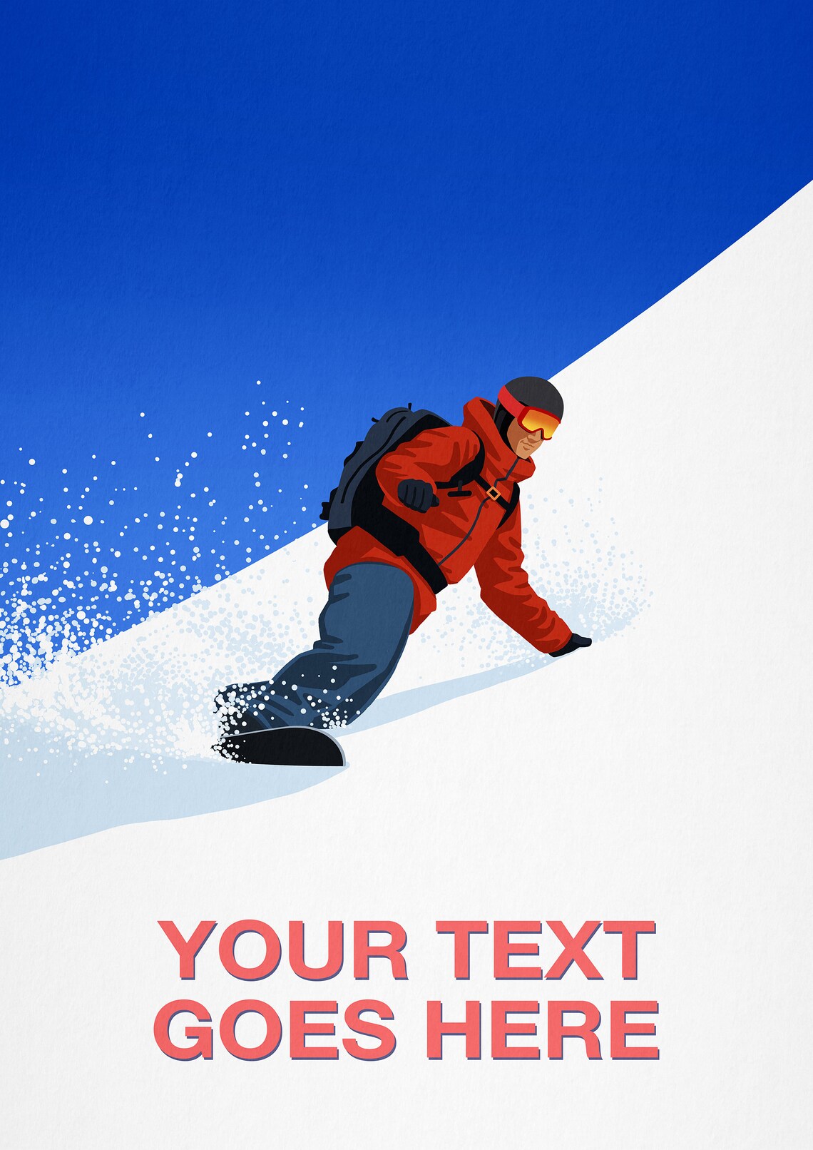Personalised Snowboard Poster with Custom Text Steep Powder Slope Rider - Image 2