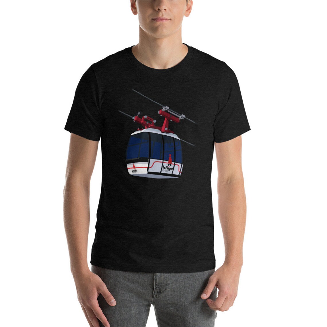 La Plagne Gondola Vintage Graphic Tee Short Sleeve Art Print - Image 2