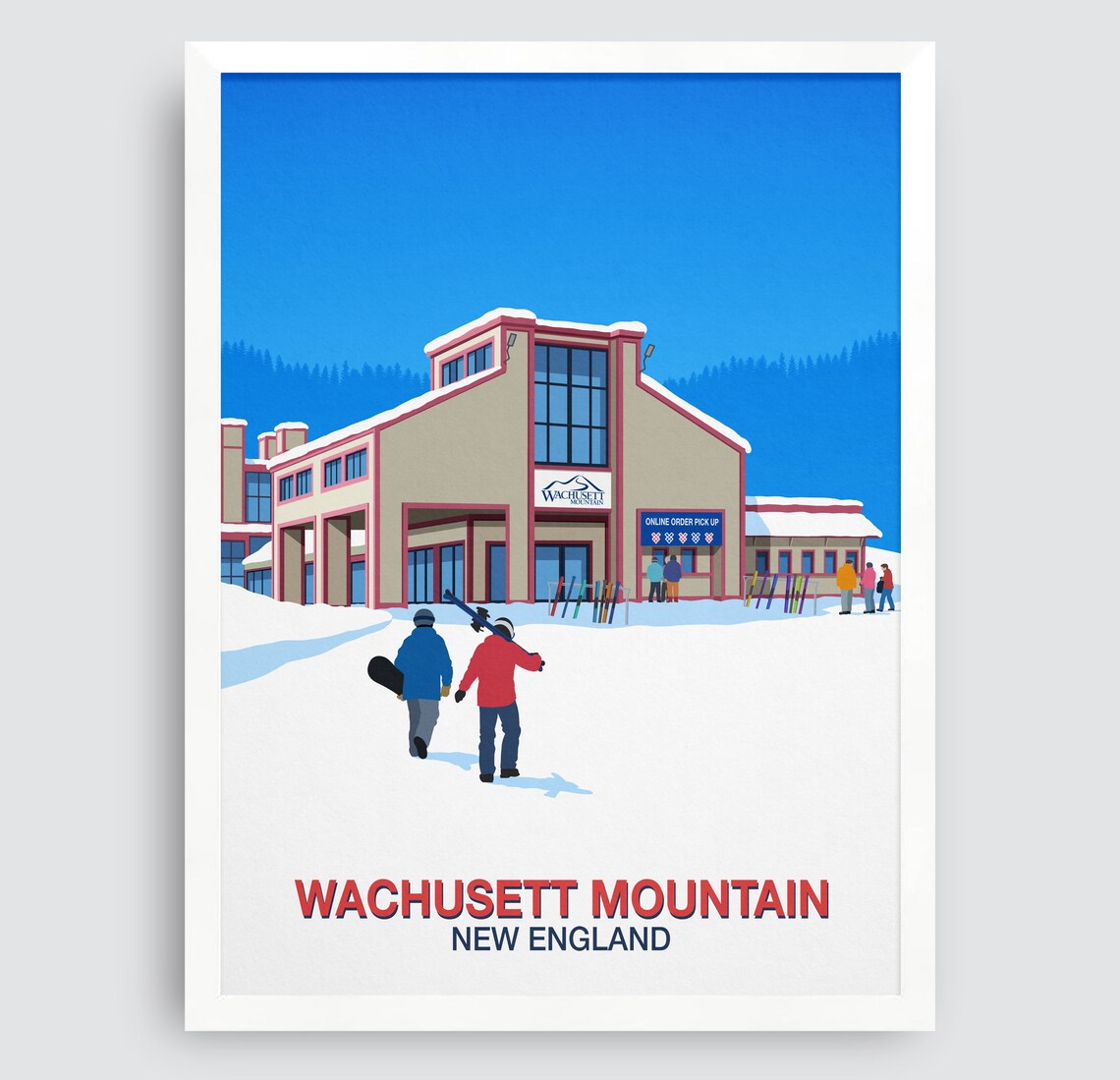 Wachusett Mountain New England Ski Lodge Vintage Travel Poster - Image 4