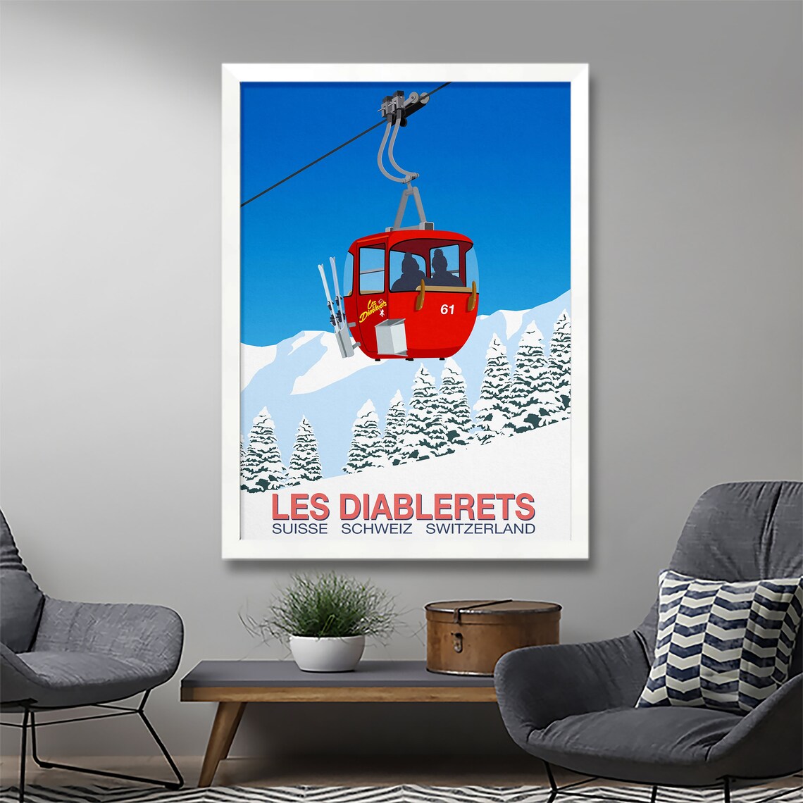 Les Diablerets Ski Resort Travel Poster - Image 2