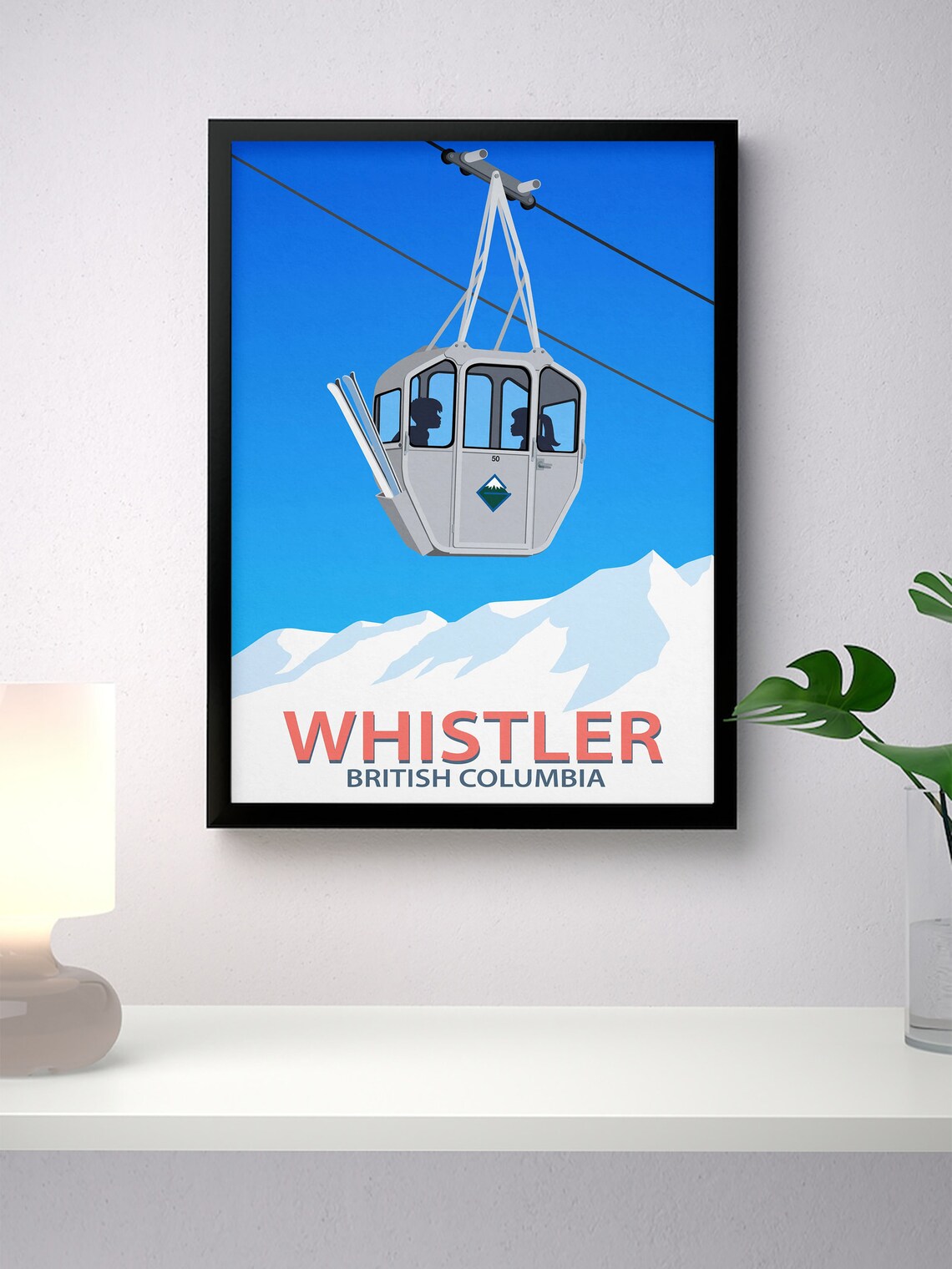 Whistler British Columbia Vintage Silver Gondola Retro Ski Poster - Image 4