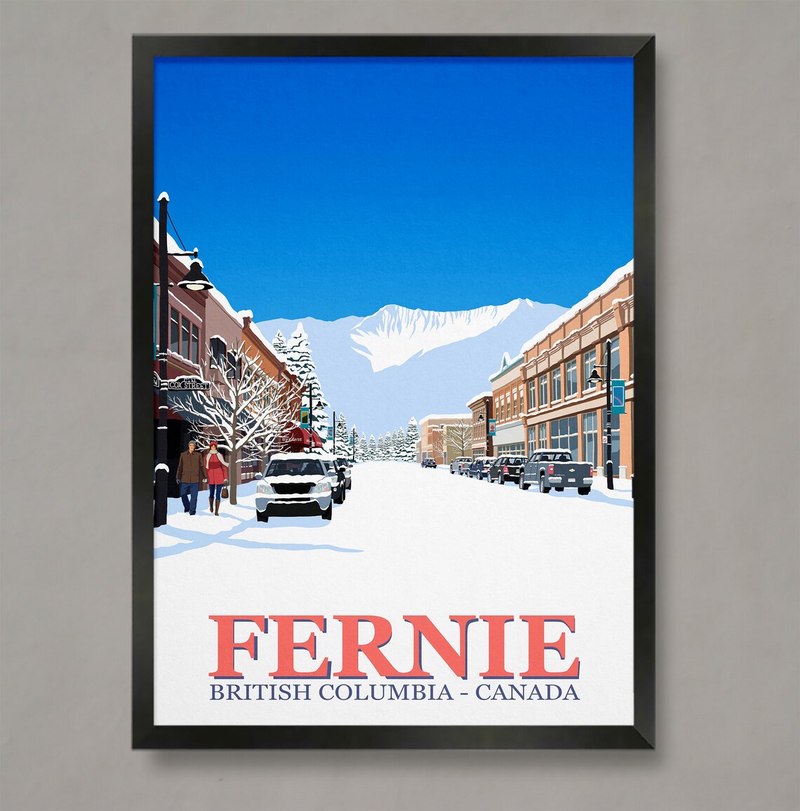 Fernie Ski Resort Travel Poster, Ski Print
