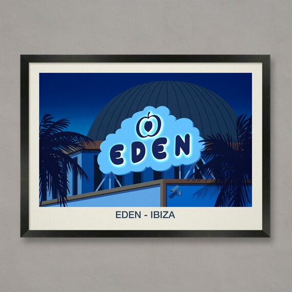 Eden Nightclub Ibiza Neon Cloud Sign Venue Travel Art Poster