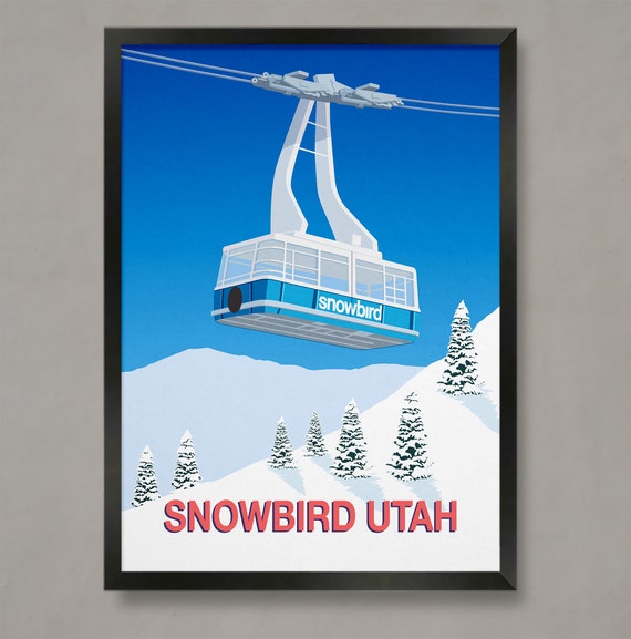 Snowbird Ski Resort Blue Cable Car Poster Ski Resort Poster Ski Print Snowboard Poster Ski Gifts Ski Poster