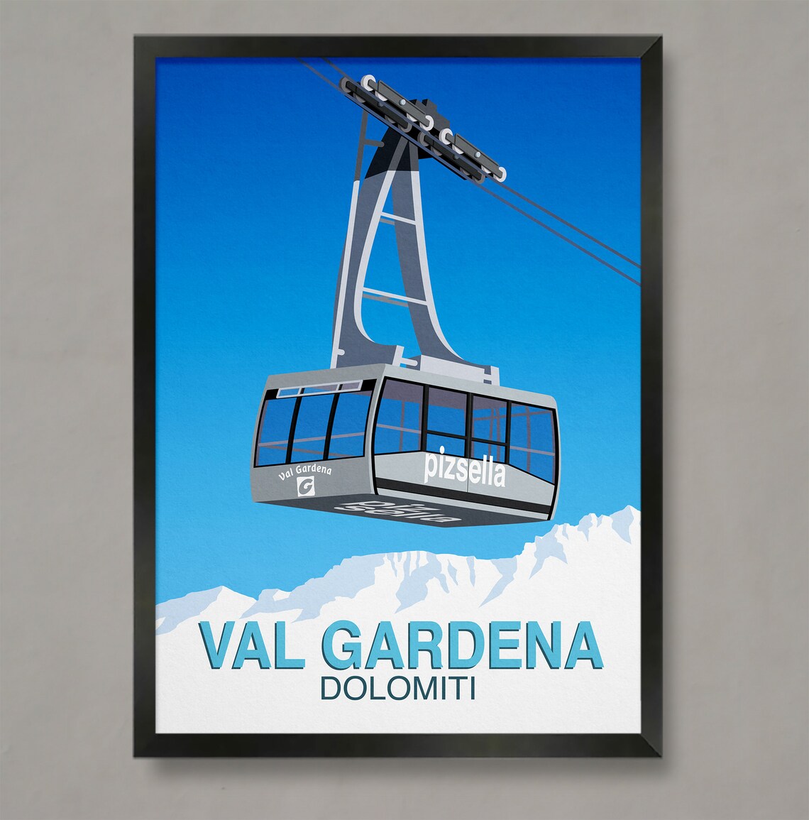 Val Gardena Ski Resort Travel Poster, Ski Print