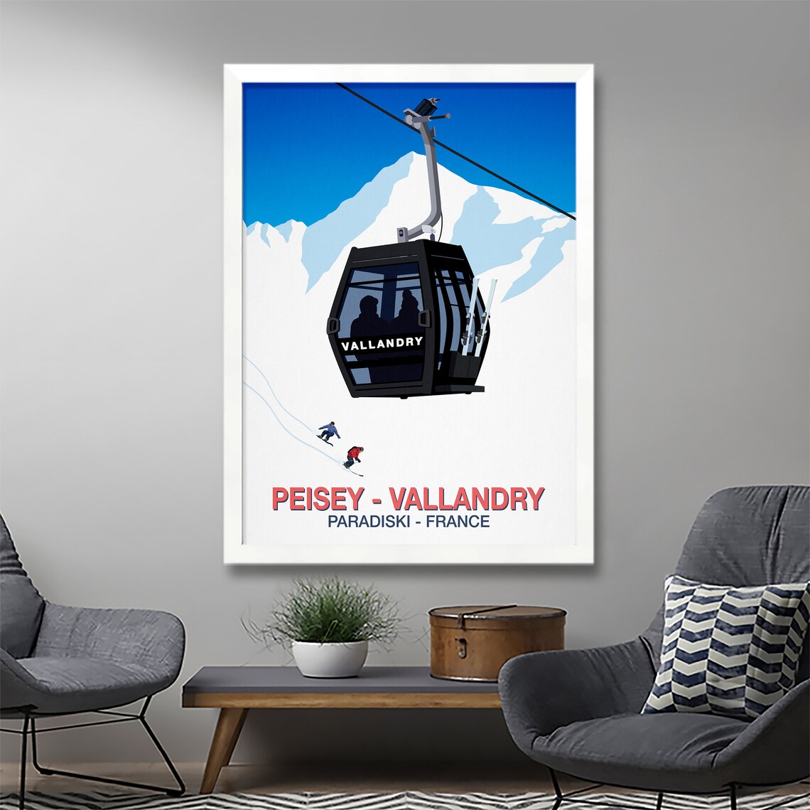 Peisey Vallandry Paradiski France Gondola Alpine Ski Travel Poster - Image 2