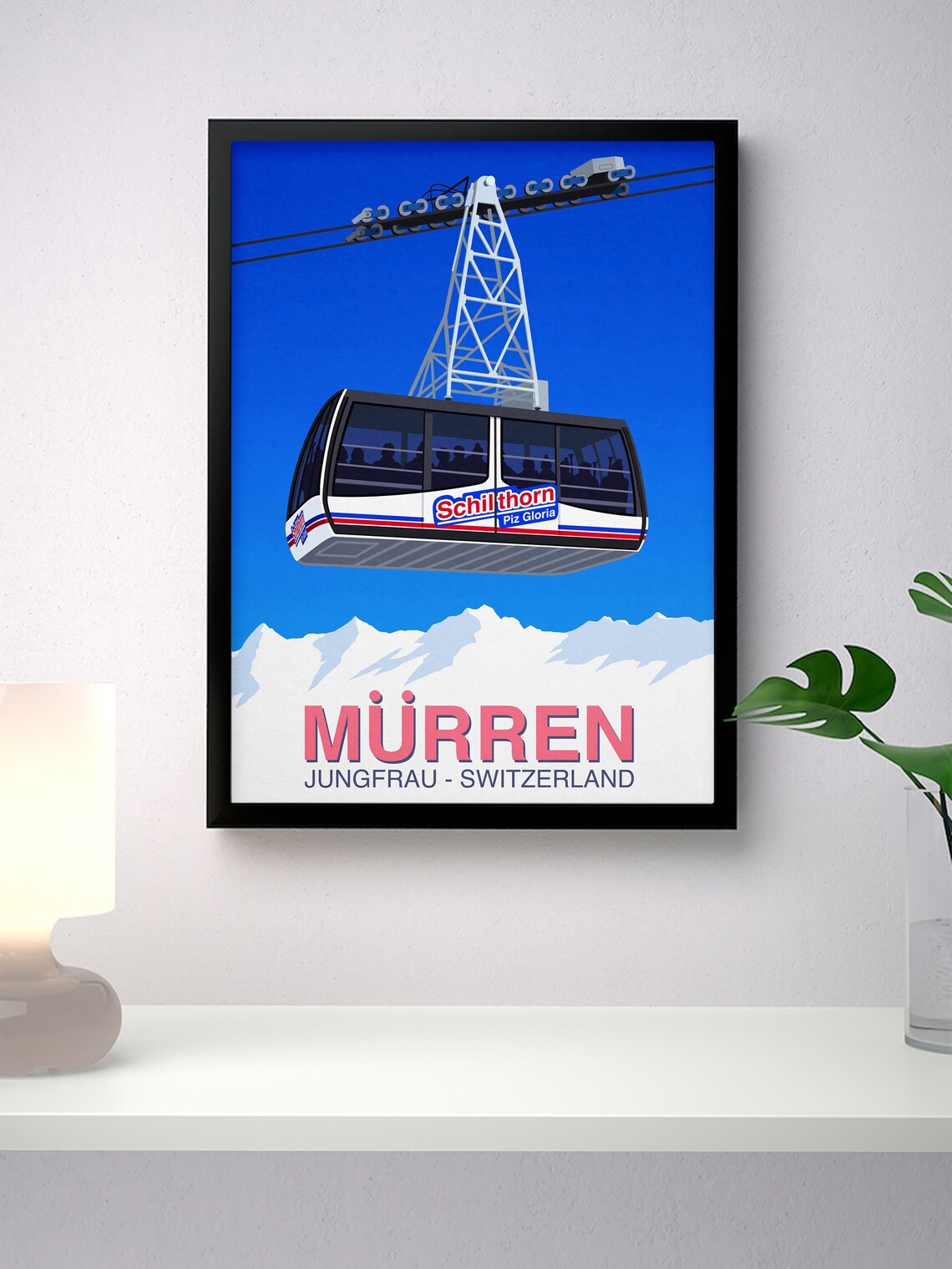 Murren Jungfrau Switzerland Schilthorn Piz Gloria Cable Car Ski Poster - Image 4