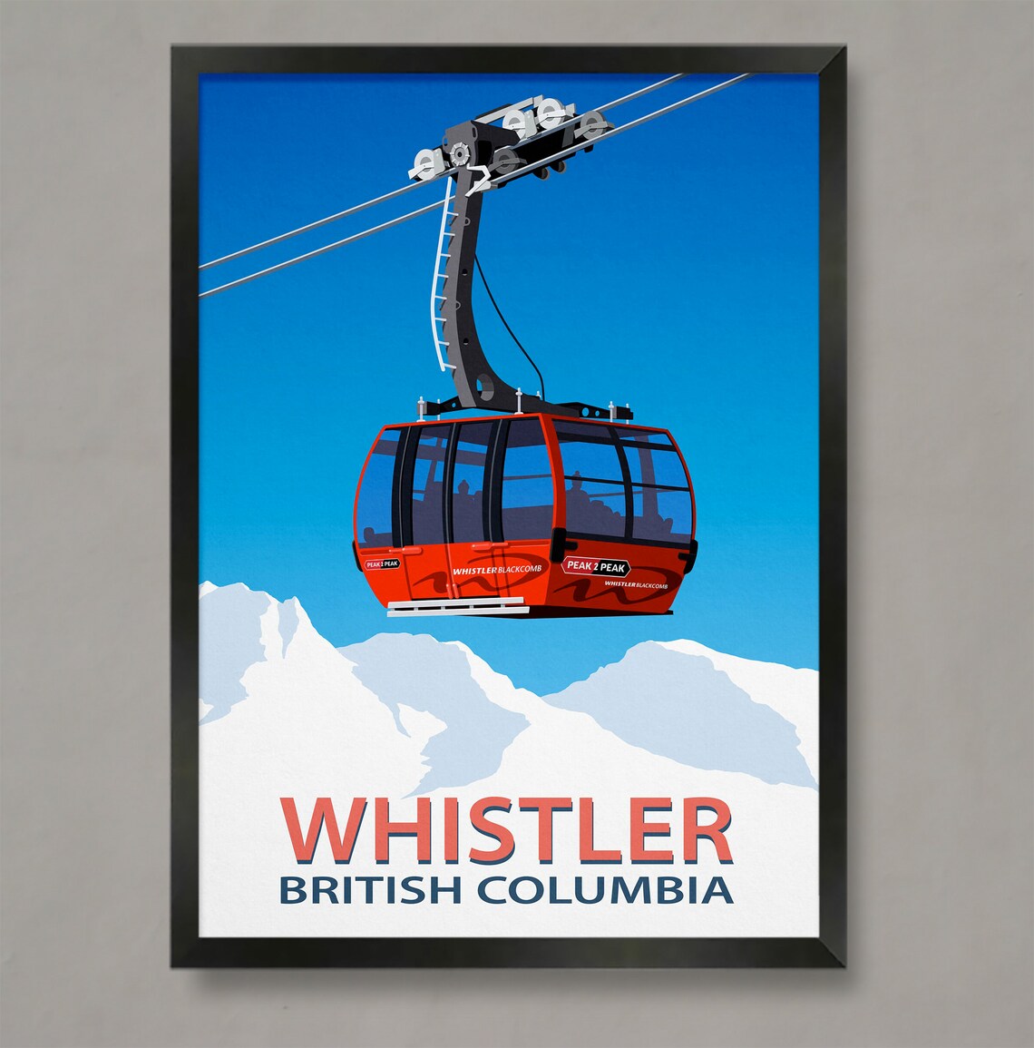 Whistler Ski Resort Travel Poster, Ski Print