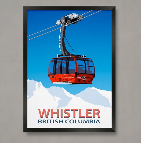 Whistler Ski Resort Travel Poster, Ski Print