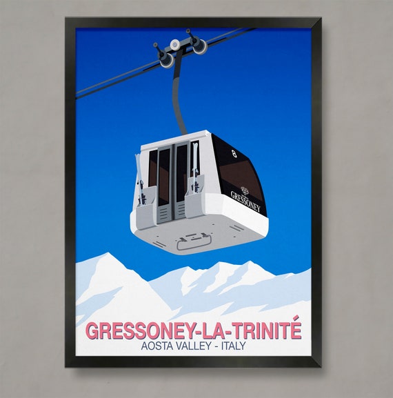 Gressoney La Trinite Ski Poster Ski Resort Poster Ski Print Snowboard Poster Ski Gifts Ski Poster