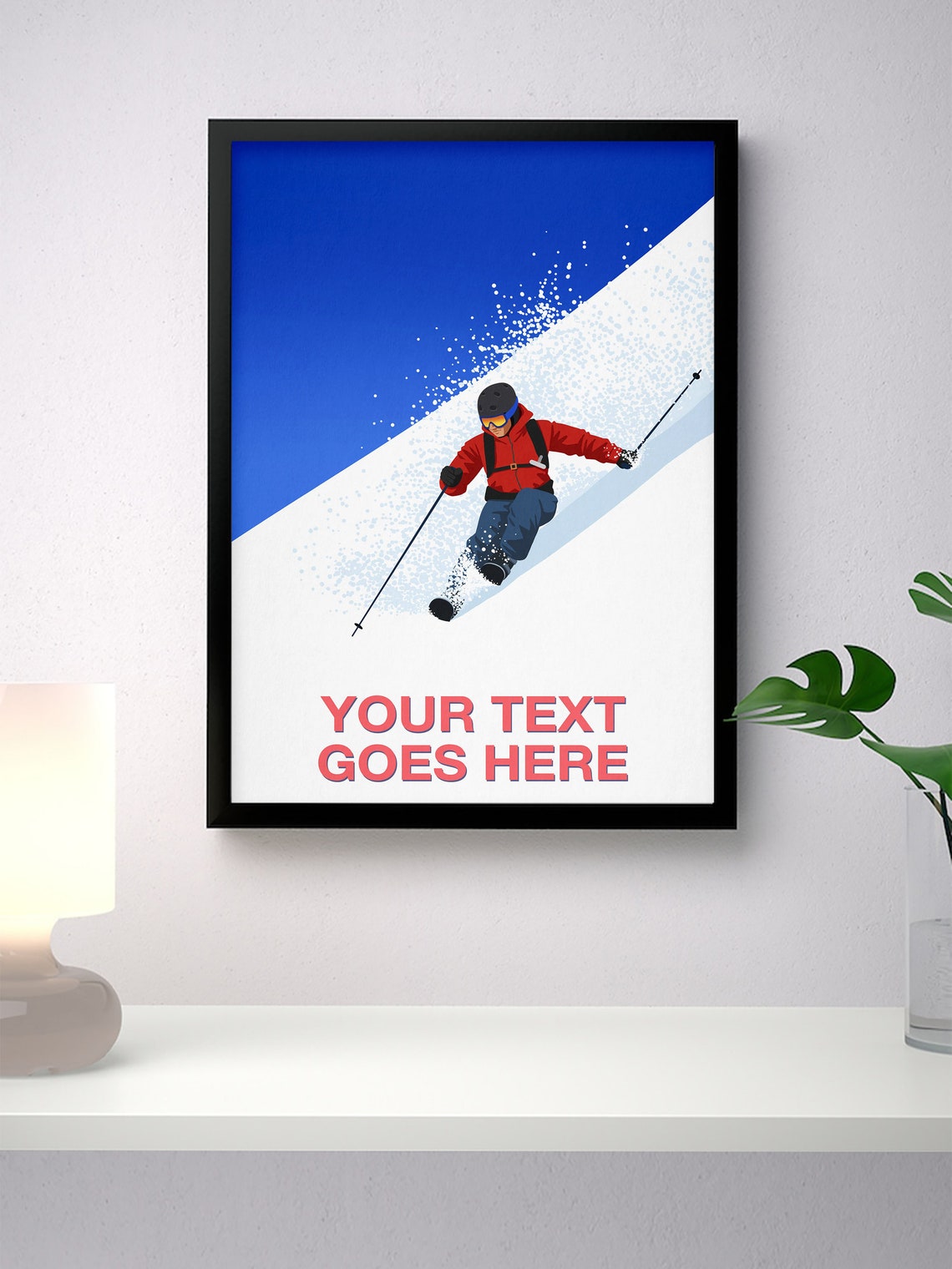 Personalised Ski Poster with Custom Text Carving Steep Powder Face - Image 4