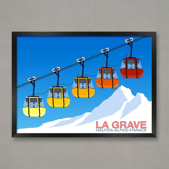 La Grave Ski Resort Landscape Poster Ski Resort Poster Ski Print Snowboard Poster Ski Gifts Ski Poster