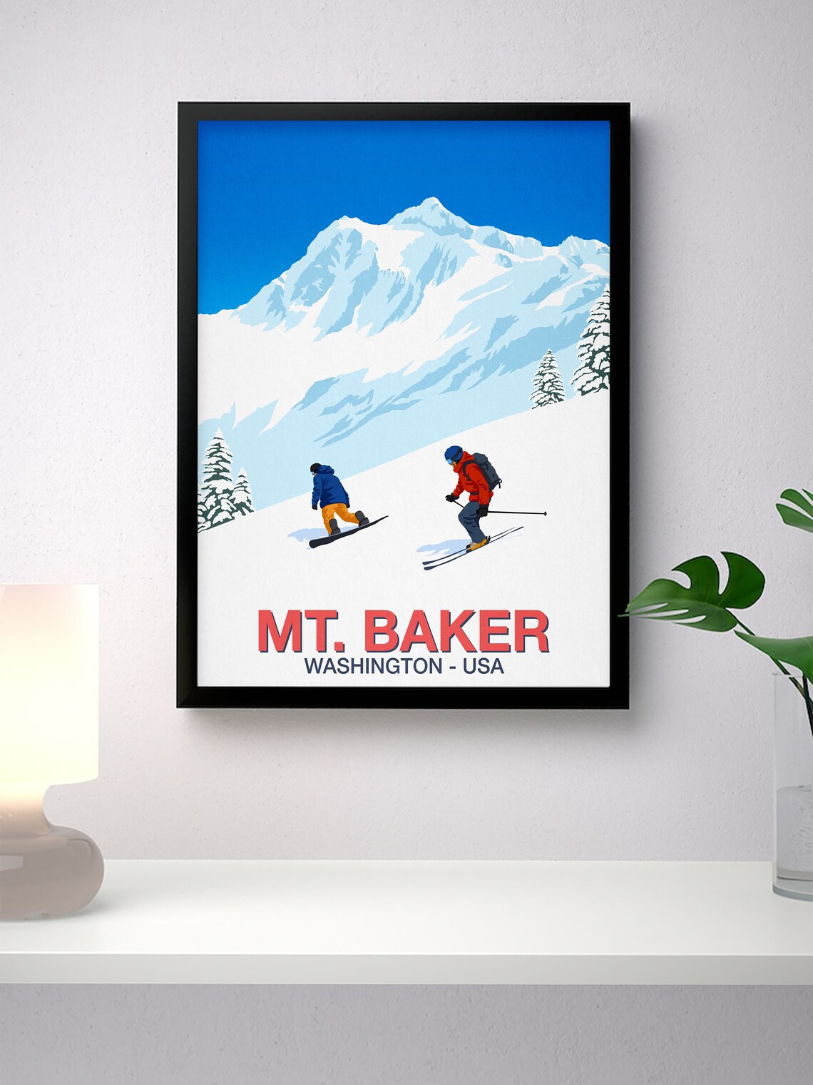 Mt Baker Ski Resort Travel Poster, Winter Sports Art - Image 4